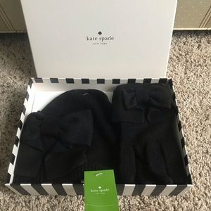 Kate Spade Bow Beanie with Matching Gloves